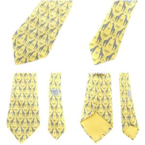 HERMES ネクタイ 3本セット ワイドタイ 紅葉柄 うさぎ柄 キリン柄 シルク 絹 オレンジ 黄 イエロー