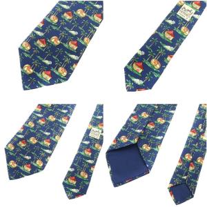 HERMES ネクタイ 4本セット ワイドタイ 総柄 うさぎ柄 シルク 絹 ベージュ 紺 ネイビー 黄 イエロー