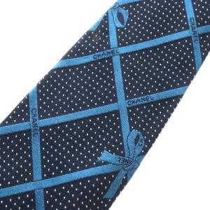 CHANEL ネクタイ 2本セット ワイドタイ シルク 絹 リボン柄 帽子柄 カーキ 青 ブルー