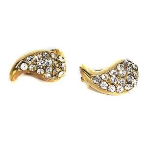 イヤリング アクセサリー 両耳用 ラインストーン ゴールドカラー