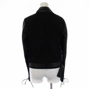 DIESEL black gold レザージャケット ライダースジャケット ジップアップ デニム切替 S 黒 ブラック