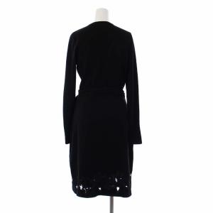 DIANE von FURSTENBERG ラップワンピース ニット 長袖 ひざ丈 レース S 黒 ブラック