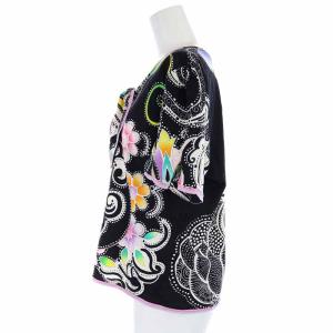 LEONARD FASHION カットソー コットン リボン ペイズリー柄 半袖 LL マルチカラー