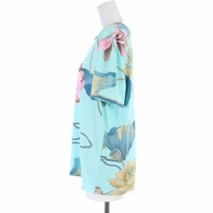 LEONARD PARIS カットソー 花柄 鳥柄 半袖 44 XL 水色 ライトブルー
