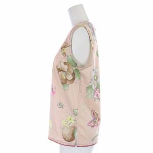 LEONARD FASHION カットソー Uネック 花柄 ノースリーブ L ピンク