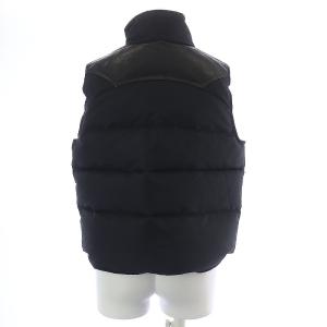 RALPH LAUREN ダウンベスト ジップアップジャケット スタンドカラー ナイロン レザー 切替 9 M 黒 ブラック