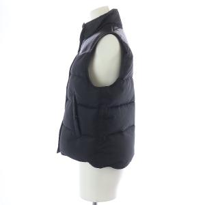 RALPH LAUREN ダウンベスト ジップアップジャケット スタンドカラー ナイロン レザー 切替 9 M 黒 ブラック