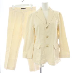 セットアップ上下 テーラードジャケット シングル テーパードパンツ スラックス ジップフライ 薄手 9 11 M L アイボリー