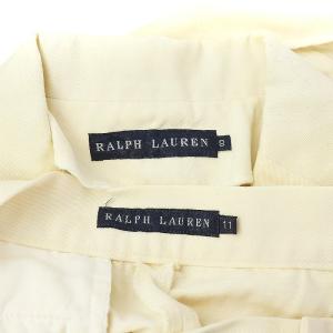 RALPH LAUREN セットアップ上下 テーラードジャケット シングル テーパードパンツ スラックス ジップフライ 薄手 9 11 M L アイボリー