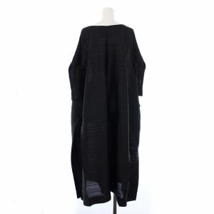 PLEATS PLEASE ISSEY MIYAKE ワンピース 横プリーツ サイドボタン 変形 1 黒