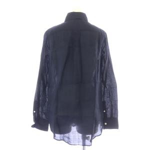 MADISONBLUE MADAME SHIRT RAMIE シャツ 長袖 麻 リネン シアー シースルー ロゴ刺繍 S 紺 ネイビー