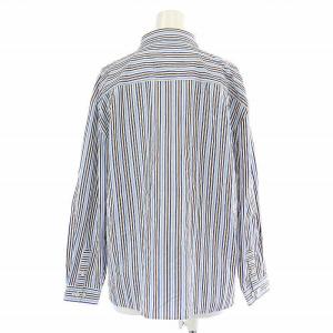 Leilian ORIGINAL カジュアルシャツ ブラウス 長袖 ストライプ 9 M 白 ホワイト 青 ブルー