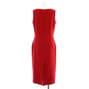 Theory タイトワンピース ひざ丈 ノースリーブ バックジップ 6 L 赤 レッド