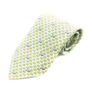 ワイドタイ ネクタイ シルク 絹 アニマル柄 カメ柄 ライトグリーン 黄 イエロー