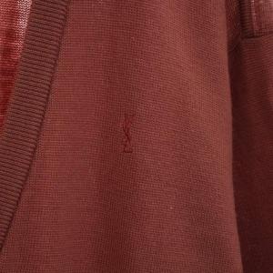 YVES SAINT LAURENT ニットカーディガン 長袖 ハイゲージ カサンドラ 刺繍 ウール L ピンク
