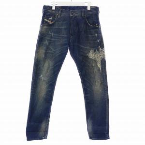 KRAYVER デニムパンツ ジーンズ ストレート ダメージ加工 ジップフライ W29 L30 M 青 ブルー