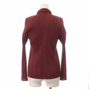 PLEATS PLEASE ISSEY MIYAKE イッセイミヤケ ブラウス シャツ プリーツ ステンカラー 長袖 3 ボルドー