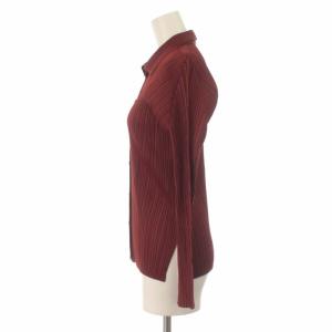 PLEATS PLEASE ISSEY MIYAKE イッセイミヤケ ブラウス シャツ プリーツ ステンカラー 長袖 3 ボルドー