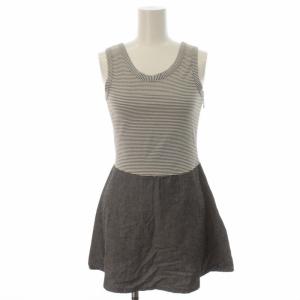 チュニック 切替 ボーダーノースリーブ 40 M グレー 白 ホワイト