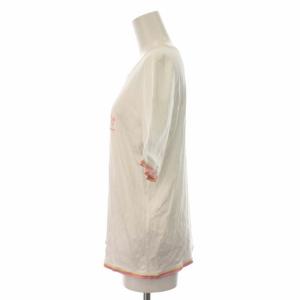 LEONARD ファッション FASHION Tシャツ カットソー ラウンドカラー パイピング 刺繍 プルオーバー 半袖 L 白 ホワイト