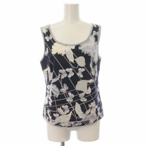 ファッション FASHION タンクトップ カットソー プルオーバー 花柄 L 紺 ネイビー マルチカラー