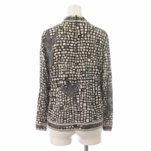 LEONARD ファッション FASHION カットソー ニット ハイネック プルオーバー ウール 総柄 長袖 L グレー マルチカラー