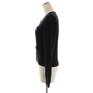 DSQUARED2 クルーネックカーディガン ニット リボン ポケット ロゴチャーム ウール M 黒 ブラック GY09