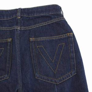 VALENTINO ワイド デニムパンツ ジーンズ ブーツカット Vロゴ 24 M 紺 ネイビー RB3DD08A4BD