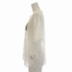 VALENTINO 総レース 刺繍 カットソー VLTNロゴ 半袖 XS 白 ホワイト VB3MG10K649