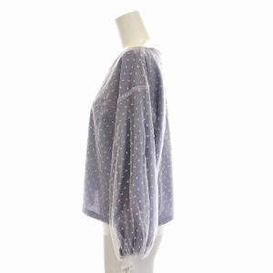 Diagram GRACE CONTINENTAL チュールレイヤードTOP カットソー ストライプ ドット 七分袖 Vネック 36 S 青 ブルー 白