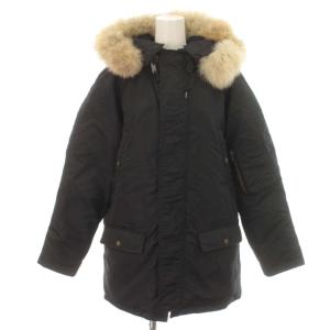 ダウンコート ダウンジャケット ハーフ フード リアルファー アウター 11 L 黒 ブラック