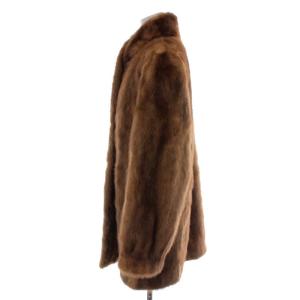 SAGA MINK 銀サガ Ranched MINK 毛皮コート ミドル丈 ミンクファー アウター 11 L 茶 ブラウン