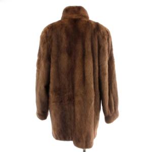 SAGA MINK 銀サガ Ranched MINK 毛皮コート ミドル丈 ミンクファー アウター 11 L 茶 ブラウン