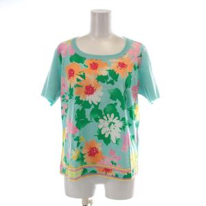 FASHION カットソー 半袖 花柄 コットン LL ピンク 水色 ライトブルー