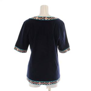 LEONARD FASHION カットソー 半袖 宝石柄 コットン L 紺 ネイビー