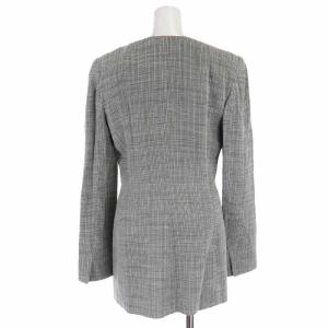 GIORGIO ARMANI ノーカラーコート ツイードコート ミドル丈 リネン混 42 M グレー