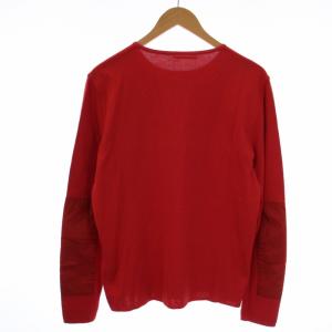 PRADA SPORT ニット カットソー 長袖 クルーネック エルボーパッチ ナイロン イタリア製 50 XL 赤 レッド