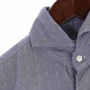 Finamore napoli ホリゾンタルカラーシャツ コットン 刺繍 長袖 15 1/2 /39 M グレー