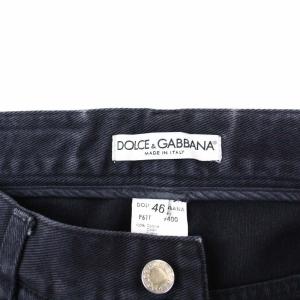 DOLCE&GABBANA デニムパンツ ジーンズ ダメージ加工 ストレート 46 S 黒 ブラック