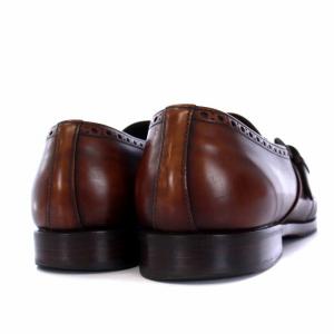 PRADA モンクストラップ ビジネスシューズ ウィングチップ レザー 6.5 27cm 茶 ブラウン