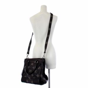 CELINE マカダム 2WAY トートバッグ ショルダーバッグ デニム レザー切替 紺 茶 SD-SA-1028