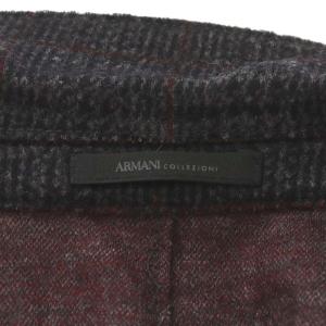 ARMANI COLLEZIONI テーラードジャケット グレンチェック ウール 56 XL グレー 紫 パープル
