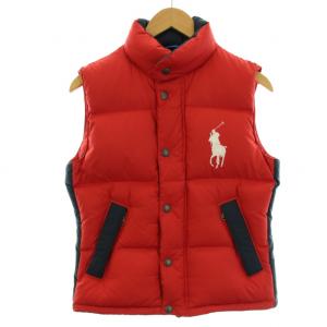 ダウンベスト 前開き アウター ビッグポニー 刺繍 M 赤 レッド