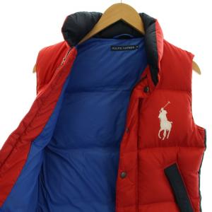 RALPH LAUREN ダウンベスト 前開き アウター ビッグポニー 刺繍 M 赤 レッド