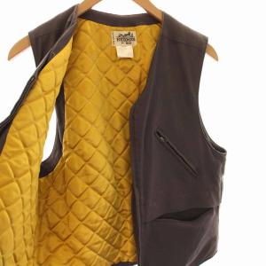 HERMES ベスト 中綿 ジップアップ 48 ブラウン