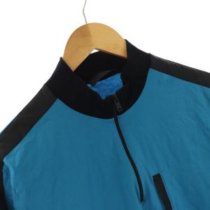 PRADA SPORT Tシャツ カットソー ハーフジップ ハイネック 長袖 S 青 ブルー 黒 ブラック GY09