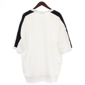 DIESEL スウェットシャツ トレーナー プルオーバー オーバーサイズ 五分袖 ロゴ刺繍 袖ライン L 白 ホワイト