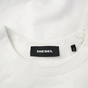 DIESEL スウェットシャツ トレーナー プルオーバー オーバーサイズ 五分袖 ロゴ刺繍 袖ライン L 白 ホワイト