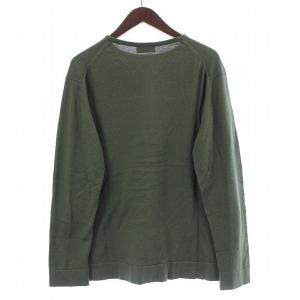 JOHN SMEDLEY ニット カットソー 長袖 クルーネック 薄手 コットン M 緑 カーキ