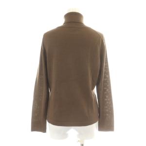 LEONARD FASHION ニット セーター タートルネック 長袖 ロゴ刺繍 カシミヤ 絹 シルク混 L 茶 ブラウン